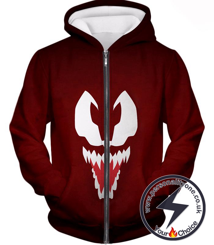 Red Scary Venom Zip Up Hoodie